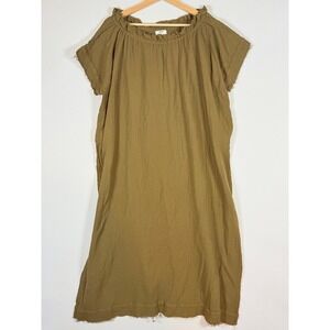 Mikoh Sz 3 Large Dress Olive Green Womens Gauze Midi Coastal Beachy Oversize Raw